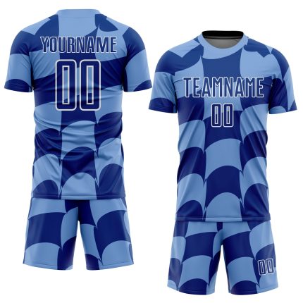 Custom Name Number Soccer Jersey Light Blue Royal White Plaid Sublimation Team Uniform Personalized Light Blue Royal-White