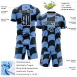 Custom Name Number Soccer Jersey Light Blue Royal White Plaid Sublimation Team Uniform Personalized Light Blue Royal-White