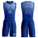 Custom Name Number Basketball Jersey Light Blue Royal White Round Neck Sublimation Suit Personalized Light Blue Royal-White