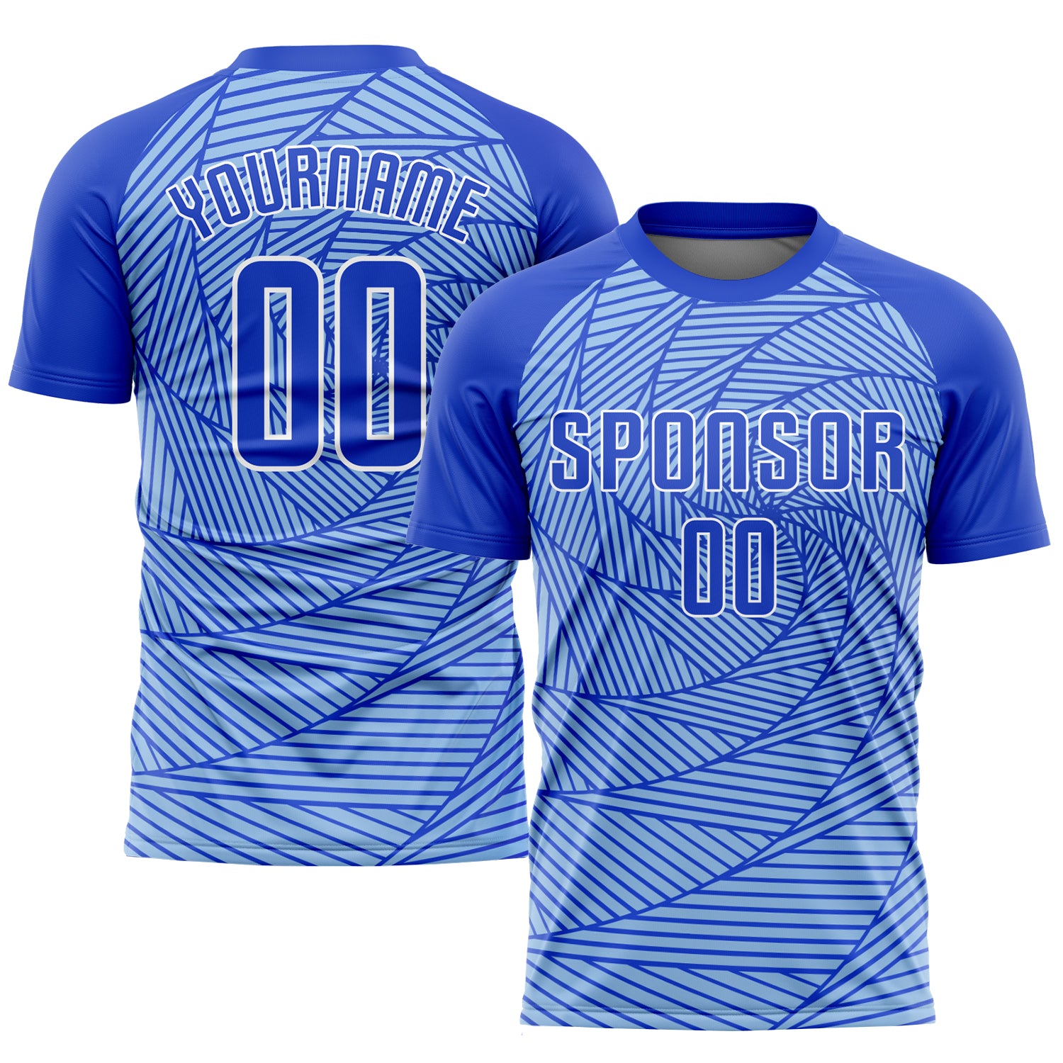 Custom Name and Number Soccer Jersey - Light Blue Royal-White Sublimation Uniform Personalized Light Blue Royal-White Sublimation