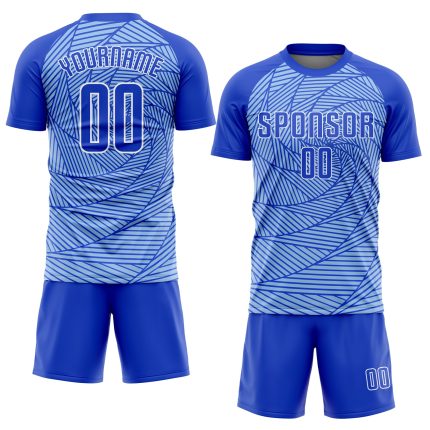 Custom Name and Number Soccer Jersey - Light Blue Royal-White Sublimation Uniform Personalized Light Blue Royal-White Sublimation