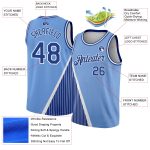 Custom Name & Number Basketball Jersey - Light Blue Royal-White Triangle Pinstripes Authentic City Edition Personalized Light