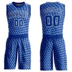 Custom Name and Number Basketball Jersey - Personalized Light Blue Royal-White Triangle Design, Round Neck Sublimation Suit