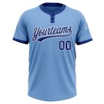 Custom Name and Number Softball Jersey Light Blue Royal-White Unisex Two-Button Design Personalized Light Blue Royal-White