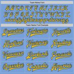 Custom Name Number Varsity Letterman Jacket Light Blue Yellow Bomber Full-Snap Team Style Personalized Light Blue Royal-Yellow