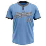 Custom Name and Number Light Blue Steel Gray Pinstripe Two-Button Unisex Softball Jersey Personalized Light Blue Steel Gray