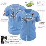 Custom Name and Number Authentic Baseball Jersey - Light Blue Steel Gray White Design Personalized Light Blue Steel Gray-White