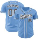 Custom Name and Number Authentic Baseball Jersey - Light Blue Steel Gray White Design Personalized Light Blue Steel Gray-White