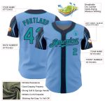 Custom Baseball Jersey - Authentic Light Blue Teal Navy Colors, Personalized Name & Number, Arm Shapes Personalized Light