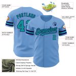 Custom Team Name and Number Personalized Light Blue Teal-Navy Baseball Jersey Authentic Personalized Light Blue Teal-Navy