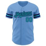 Custom Team Name and Number Personalized Light Blue Teal-Navy Baseball Jersey Authentic Personalized Light Blue Teal-Navy