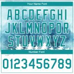 Custom Watercolor Winter Landscape Bomber Jacket with Snowy Trees, Light Blue Teal-White 3D Pattern, Personalize Name & Number