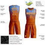 Custom Light Blue Basketball Jersey with Orange Cream Accents, Personalized Name and Number, Round Neck Sublimation Suit