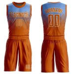 Custom Light Blue Basketball Jersey with Orange Cream Accents, Personalized Name and Number, Round Neck Sublimation Suit