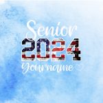 Customizable Light Blue USA Flag 3D Graduation T-Shirt with Name & Number Personalized Light Blue USA Flag-White 3D Graduation