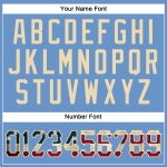 Custom Name and Number Light Blue Vintage USA Flag T-Shirt for Teams - Cream Performance Shirt Personalized Light Blue Vintage