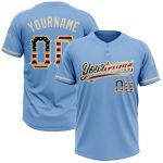 Custom Name and Number Vintage Light Blue USA Flag Softball Jersey Unisex Two-Button Team Apparel Personalized Light Blue