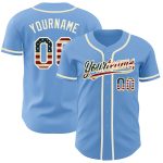 Personalized Vintage Light Blue USA Flag Baseball Jersey with Custom Name and Number - Authentic Team Apparel Personalized