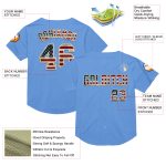 Custom Name and Number Vintage USA Flag Baseball Jersey - Light Blue Cream Mesh Authentic Throwback Personalized Light Blue