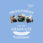 Custom 3D Graduation T-Shirt with Personalized Name and Number in Light Blue and White Personalized Light Blue White 3D Graduation