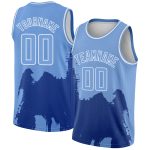 Custom Basketball Jersey with Personalized Name and Number, Light Blue White 3D Abstract Grunge Halftone Design Personalized