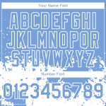 Custom Abstract 3D Splash Baseball Jersey with Personalized Name & Number - Light Blue & White Grunge Design Personalized