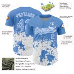 Custom Abstract 3D Splash Baseball Jersey with Personalized Name & Number - Light Blue & White Grunge Design Personalized