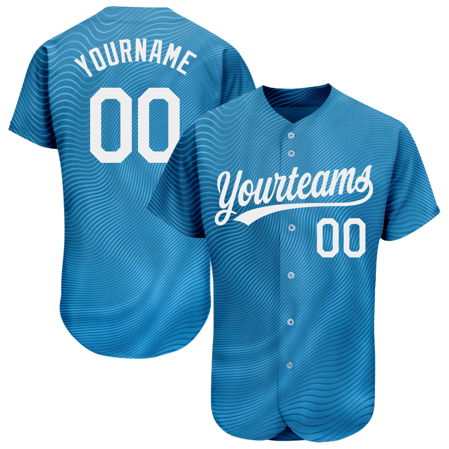 Custom Name Number Baseball Jersey - Personalized Light Blue White 3D Pattern Design Personalized Light Blue White 3D Pattern