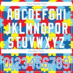 Autism Awareness 3D Puzzle Pieces Performance Golf Polo Shirt with Custom Name and Number in Light Blue and White Personalized