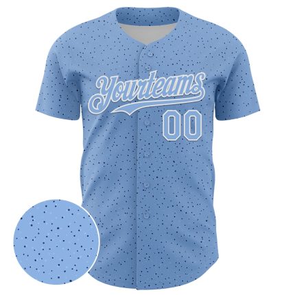 Custom Name and Number Baseball Jersey - Personalized Light Blue White 3D Dots Design Personalized Light Blue White 3D Pattern