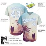 Personalized Light Blue 3D Hawaii Palm Trees Beach Jersey with Custom Name & Number - Authentic Baseball Team Uniform Personalized