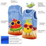 Custom Name Number Authentic Basketball Jersey Light Blue White 3D Pattern Summer Beach Holiday Personalized Light Blue White
