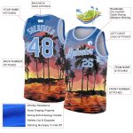 Custom Hawaii Palm Trees Basketball Jersey - Personalized Light Blue 3D Pattern with Name & Number Personalized Light Blue
