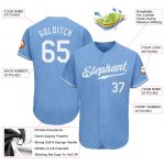 Custom Name and Number Light Blue White Authentic Baseball Jersey - Personalized Team Jersey Personalized Light Blue White