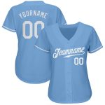 Custom Name and Number Light Blue White Authentic Baseball Jersey - Personalized Team Jersey Personalized Light Blue White