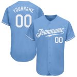 Custom Name and Number Light Blue White Authentic Baseball Jersey - Personalized Team Jersey Personalized Light Blue White