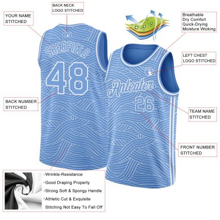 Custom Name and Number Personalized Light Blue White Basketball Jersey - Authentic City Edition Personalized Light Blue White