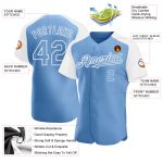 Custom Team Baseball Jersey with Personalized Name and Number - Light Blue and White Authentic Raglan Sleeves Personalized