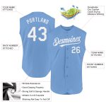 Personalized Custom Name and Number Light Blue White Sleeveless Baseball Jersey Authentic Personalized Light Blue White Authentic