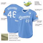 Custom Name Number Authentic Throwback Baseball Jersey Light Blue White Personalized Team Jersey Personalized Light Blue