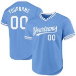 Custom Name Number Authentic Throwback Baseball Jersey Light Blue White Personalized Team Jersey Personalized Light Blue