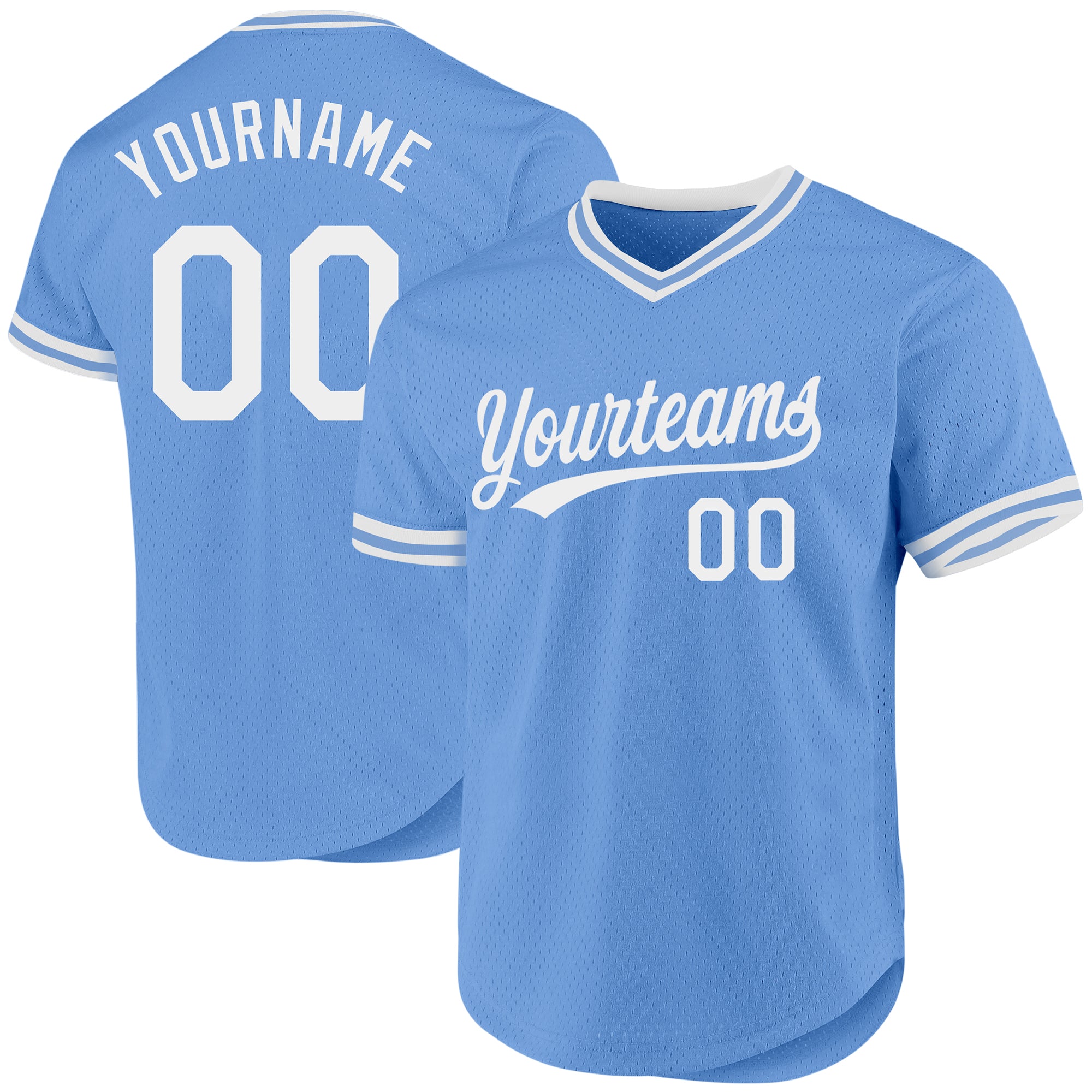 Custom Name Number Authentic Throwback Baseball Jersey Light Blue White Personalized Team Jersey Personalized Light Blue