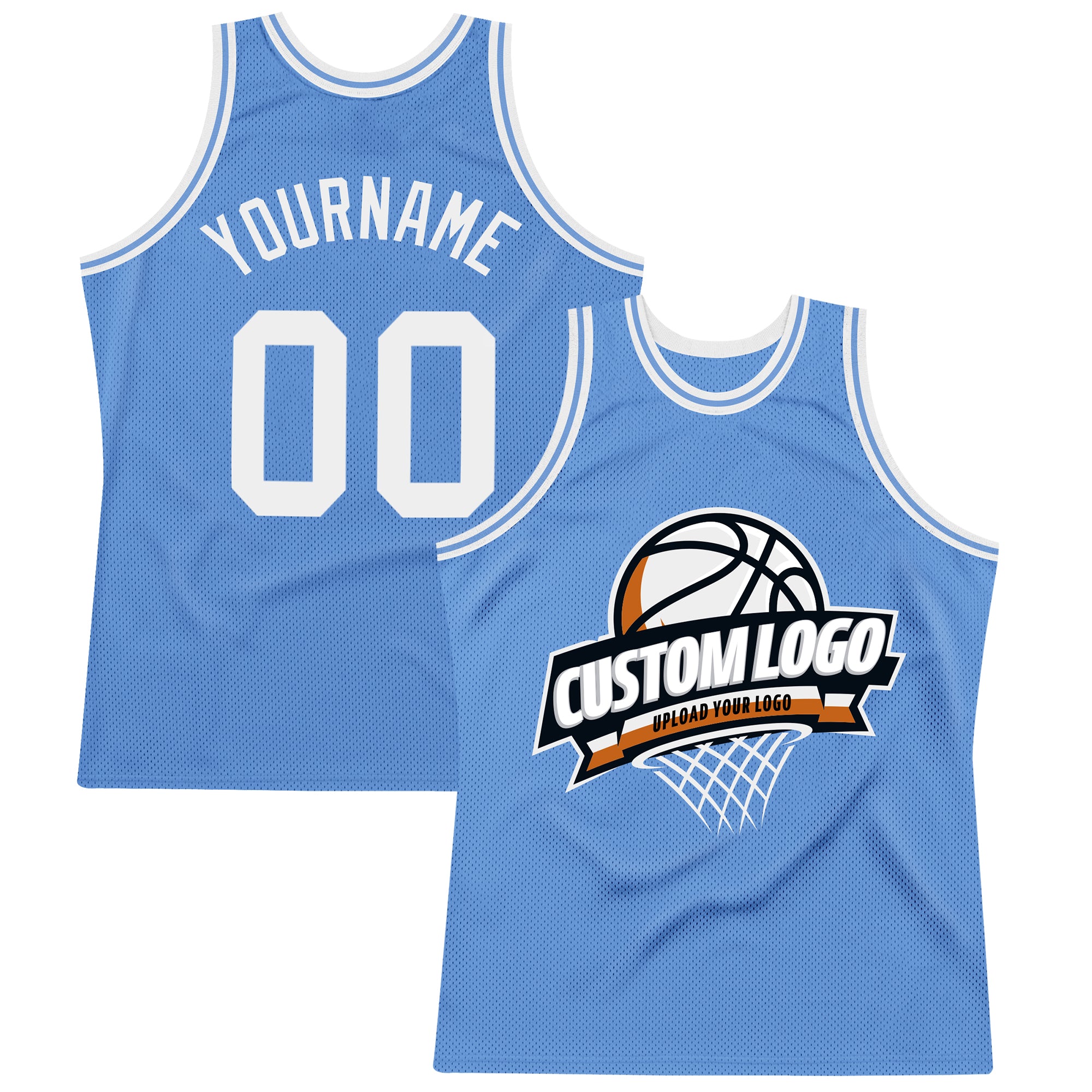 Personalized Light Blue Basketball Jersey - Authentic Throwback Style Personalized Light Blue White Authentic Throwback Basketball