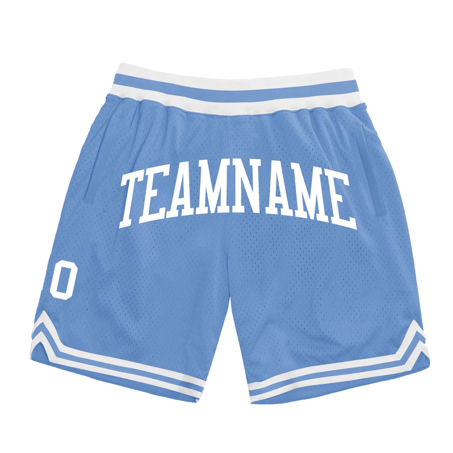 Custom Light Blue White Basketball Shorts with Personalized Name and Number - Authentic Throwback Style Personalized Light