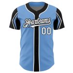 Custom Baseball Jersey - Personalized Light Blue White-Black - Your Name & Number, Team Colors, Arm Shapes Personalized Light