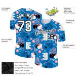 Custom Name and Number Performance T-Shirt - 3D Light Blue and Black Abstract Doodle Design Personalized Light Blue White-Black