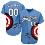 Custom Name and Number Authentic Baseball Jersey with Light Blue 3D Pattern Design - Personalized Team Gear Personalized