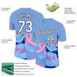 Personalized 3D Pink Ribbon Breast Cancer T-Shirt with Custom Name & Number - Light Blue, White, Black Performance Tee Personalized
