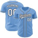 Personalized Light Blue Baseball Jersey - Authentic White and Black Design Personalized Light Blue White-Black Authentic