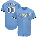 Custom Name and Number Baseball Jersey - Authentic Light Blue White-Black Team Jersey Personalized Light Blue White-Black